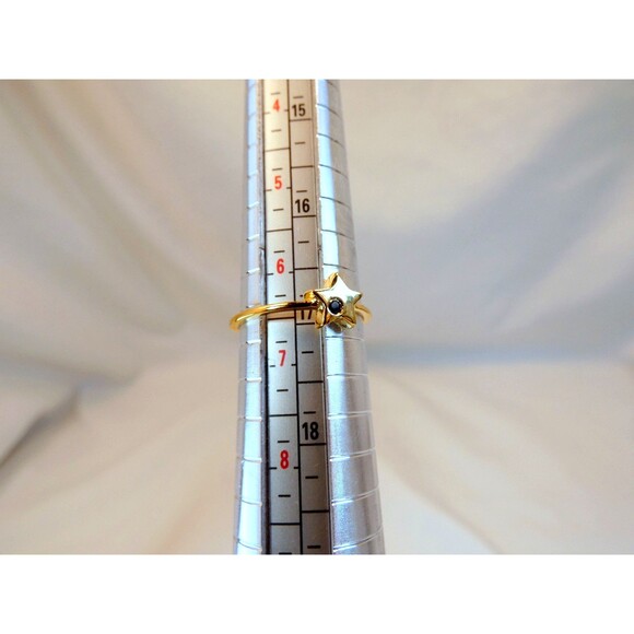 Yellow Gold Vermeil Sterling Silver Blue Sapphire Star Ring Sz 6.5 - Picture 4 of 6